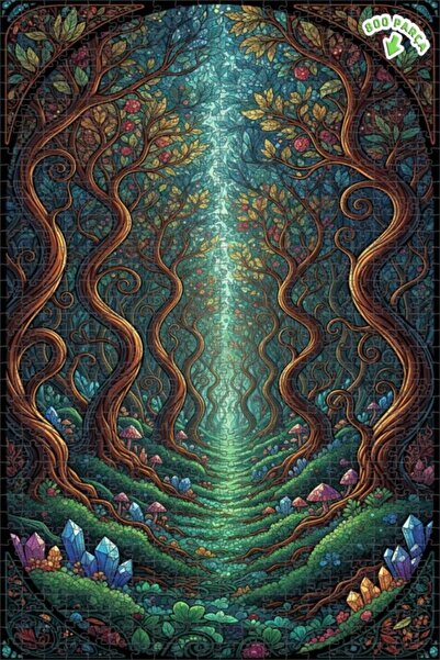 Teona Ahşap لغز خشبي فني بمظهر لوحة زيتية لمسار الكريستال في الغابة السحرية 8...