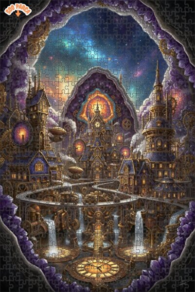 Teona Ahşap لغز خشبي بإطار مزدوج الطبقات من كريستال سيتي ستيمبانك 500 قطعة 50x30