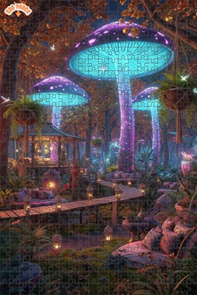 Teona Ahşap لغز خشبي مؤطر بطبقتين من غابة الفطر الغامضة 500 قطعة 50x30