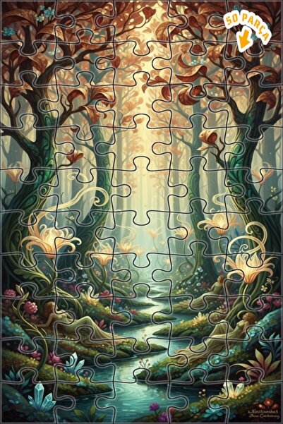 Teona Ahşap لوحة زيتية تصور نهر الغابة الخيالية، لغز خشبي مؤطر بطبقتين، 50 قط...