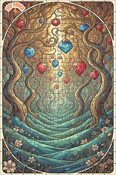 Teona Ahşap لغز فني بمظهر الغابة الكريستالية الغامضة بتأثير الألوان المائية 1...