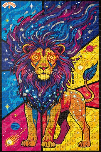 Teona Ahşap Leo Zodiac Galaxy Art Double Layer Framed Wooden Puzzle 500 Piece...