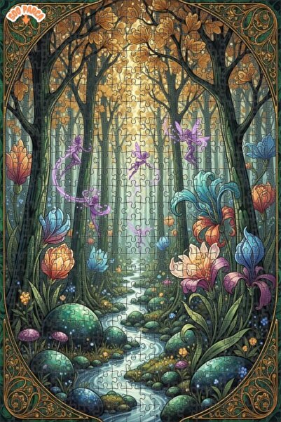 Teona Ahşap لغز خشبي بتصميم غابة ساحرة بمظهر الألوان المائية 500 قطعة 50x30