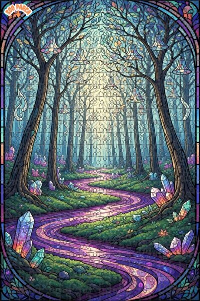 Teona Ahşap لغز خشبي بإطار مزدوج الطبقات بمظهر فسيفساء زجاجي يشبه طريق الغابة...