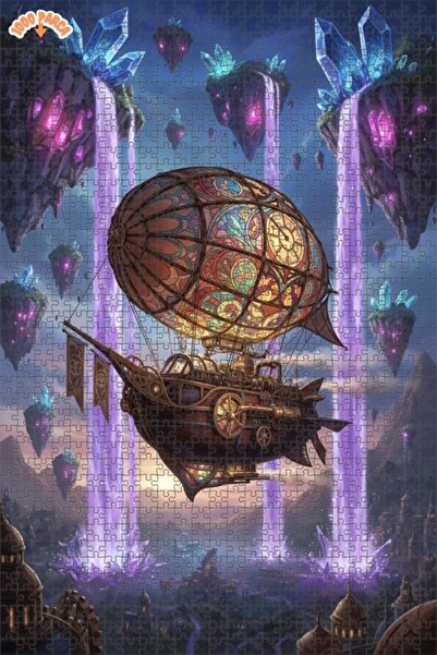 Teona Ahşap لغز خشبي مؤطر بطبقتين بتصميم السفينة الهوائية الغامضة والشلالات ا...