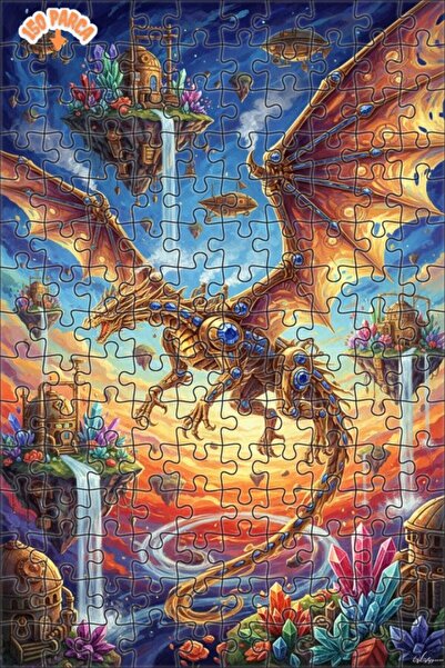 Teona Ahşap لغز خشبي مذهل بتصميم التنين الميكانيكي ذو طبقتين مع إطار 150 قطعة...