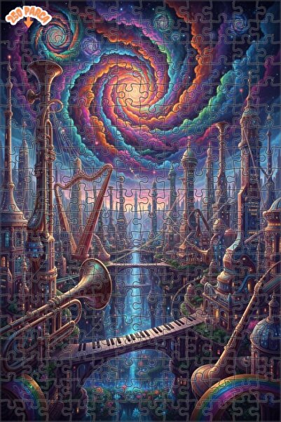 Teona Ahşap لغز خشبي بإطار مزدوج الطبقات بمظهر لوحة زيتية لمدينة الموسيقى الخ...