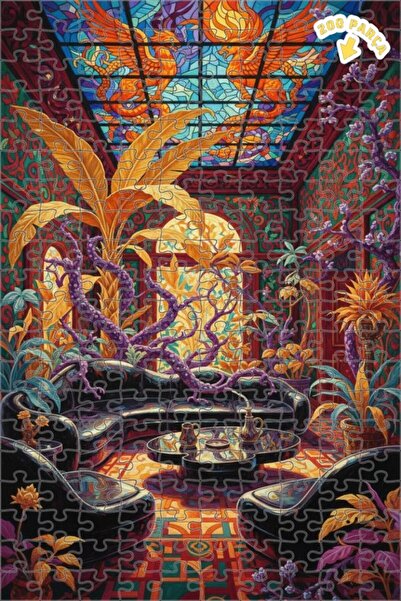 Teona Ahşap لغز فني بتصميم التنينين الكريستاليين في غرفة المعيشة مع سقف ذهبي ...