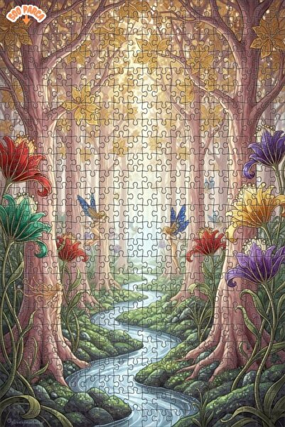 Teona Ahşap لغز خشبي بمظهر الغابة الخيالية بالألوان المائية 500 قطعة 50x30