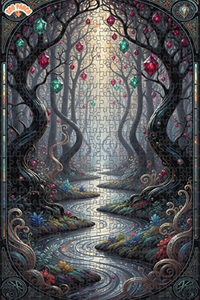 Teona Ahşap لغز خشبي مؤطر بطبقتين من غابة غامضة ونهر كريستالي 500 قطعة 50×30