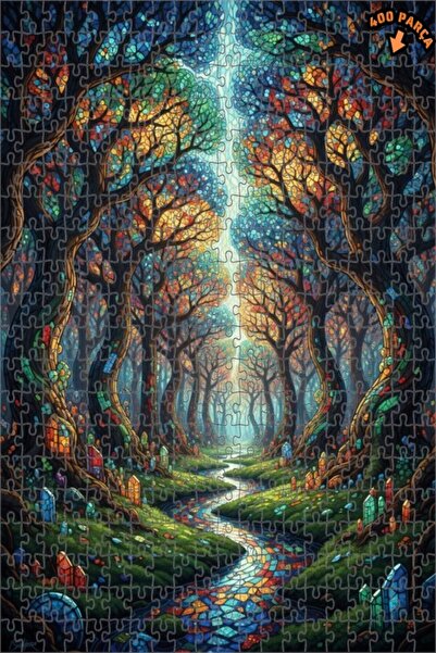 Teona Ahşap لغز خشبي مؤطر بطبقتين من فن الفسيفساء الغابة السحرية 400 قطعة 35x35