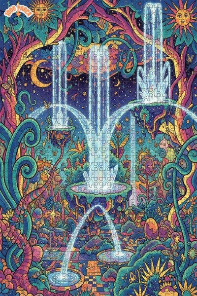 Teona Ahşap لغز خشبي بإطار مزدوج الطبقات بمظهر رسم ملون يشبه الشلال الكريستال...