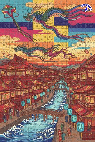 Teona Ahşap لغز خشبي مؤطر بطبقتين من ماسالسي دراغون فاير 600 قطعة 50x35