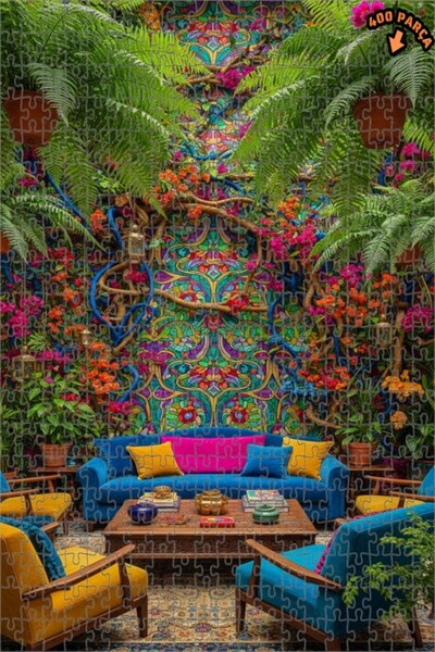 Teona Ahşap لغز خشبي مؤطر بطبقتين بنمط الحديقة السحرية 400 قطعة 35×35