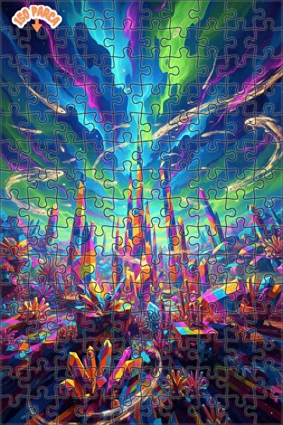 Teona Ahşap طباعة فنية رقمية لحلم المدينة الكريستالية تبدو 150 قطعة 20x30