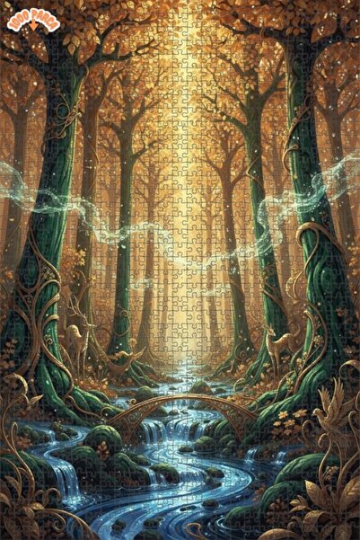 Teona Ahşap لغز خشبي بإطار مزدوج الطبقات على شكل جسر الغابة الخيالية 1000 قطع...