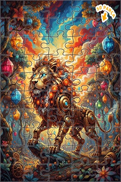 Teona Ahşap 50 قطعة 15×25 بمظهر الفوانيس السحرية في غابة الأسد الميكانيكية