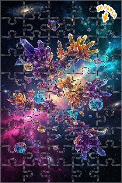 Teona Ahşap Crystal Galaxy Explosion Double Layer Framed Wooden Puzzle 50 Pie...