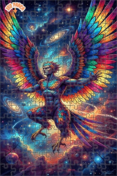 Teona Ahşap لغز خشبي مؤطر بطبقتين بمظهر لوحة زيتية لرجل ذو أجنحة من السماء 15...