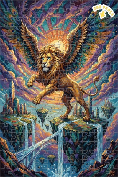 Teona Ahşap لغز خشبي مؤطر بطبقتين لـ "أرض الأسد المجنح الغامضة" 200 قطعة 25×35