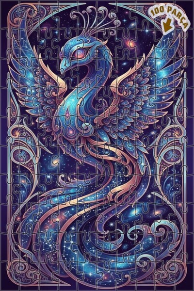 Teona Ahşap لغز خشبي بإطار مزدوج الطبقات بمظهر لوحة زيتية لطائر الفينيق الكون...