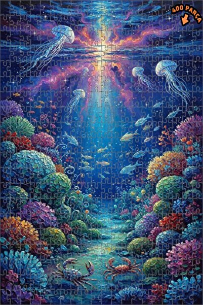 Teona Ahşap لغز خشبي مؤطر بطبقتين بمظهر لوحة زيتية لمنظر طبيعي ساحر تحت البحر...