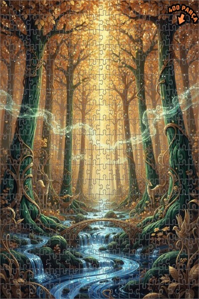 Teona Ahşap لغز خشبي بإطار مزدوج الطبقات على شكل جسر الغابة الخيالية 400 قطعة...