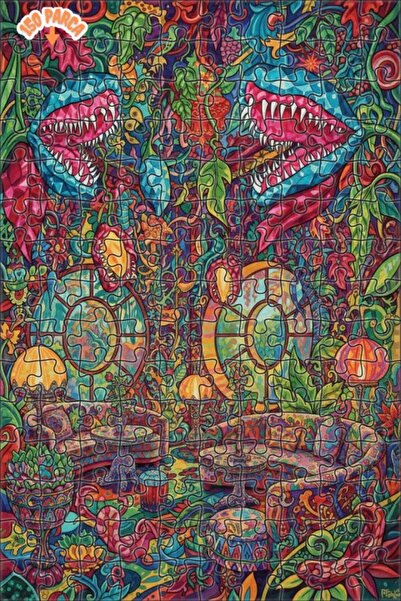 Teona Ahşap Colorful Living Room Full of Predatory Plants Wooden Puzzle 150 P...