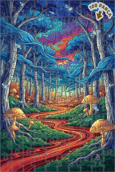 Teona Ahşap لغز خشبي مؤطر بطبقتين من ماركة Magical Forest River، 100 قطعة، 25×25