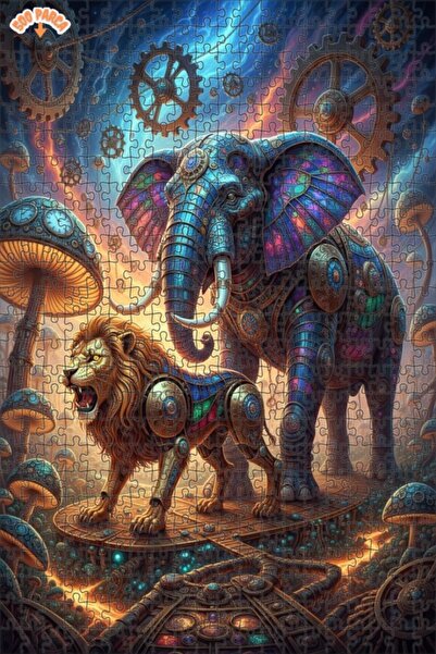 Teona Ahşap لغز خشبي بإطار مزدوج الطبقات من سلسلة مغامرات الفيل والأسد في عال...