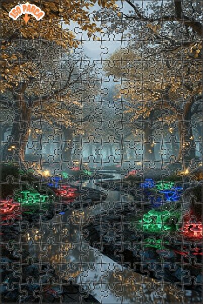 Teona Ahşap أضواء الغابة السحرية، لوحة خشبية مؤطرة ذات طابقين بمظهر اللوحات ا...