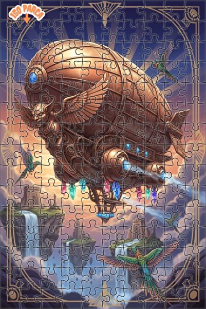 Teona Ahşap Airship Flying Islands Double-Decker Framed Wooden Puzzle 150 Pie...