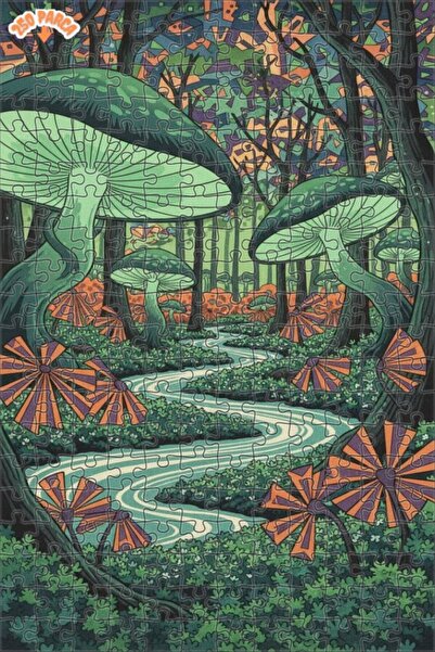 Teona Ahşap لغز خشبي مؤطر بطبقتين من غابة الفطر السحرية 250 قطعة 30x30