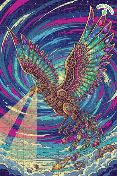 Teona Ahşap لغز خشبي ميكانيكي على شكل طائر الفينيق بإطار مزدوج الطبقات 800 قط...