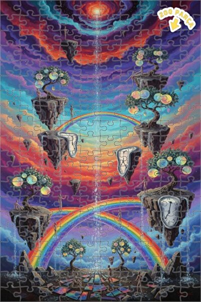 Teona Ahşap لغز خشبي مؤطر بطبقتين بمظهر لوحة زيتية، بتصميم عالم الأحلام السري...