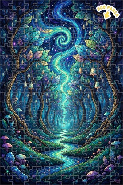 Teona Ahşap لغز خشبي مؤطر بطبقتين من ماركة ماجيكال فورست ريفر 200 قطعة 25×35