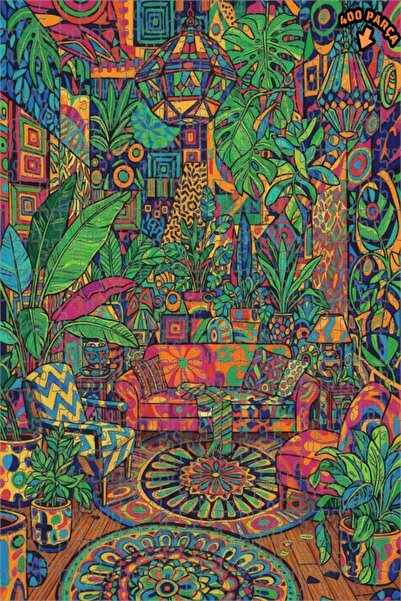 Teona Ahşap لغز خشبي بتصميم لوحة زيتية تصور مشهدًا في غرفة معيشة بوهيمية أسطو...