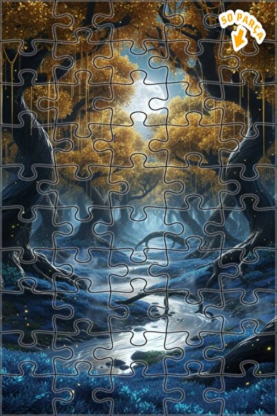 Teona Ahşap لوحة زيتية لمنظر غابة غامضة في ضوء القمر، لغز خشبي بإطار مزدوج ال...