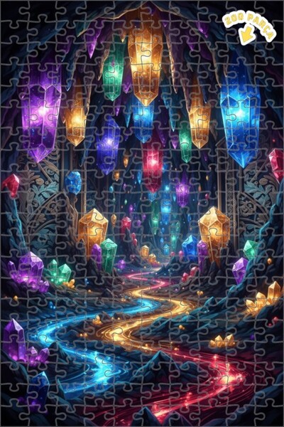 Teona Ahşap لغز خشبي مؤطر بطبقتين بمظهر لوحة زيتية لكهف كريستالي سحري 200 قطع...