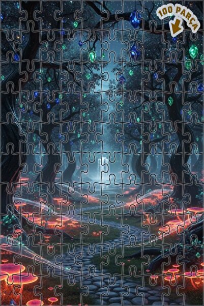 Teona Ahşap لغز خشبي بمظهر لوحة زيتية لغابة كريستالية سحرية 100 قطعة 25×25