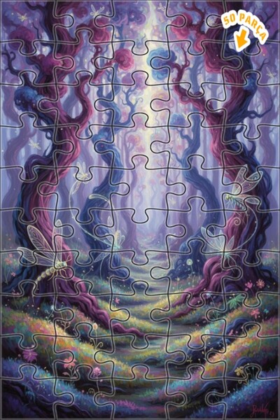 Teona Ahşap لغز خشبي مؤطر بطبقتين بمظهر لوحة زيتية لفراشات الغابة الغامضة 50 ...