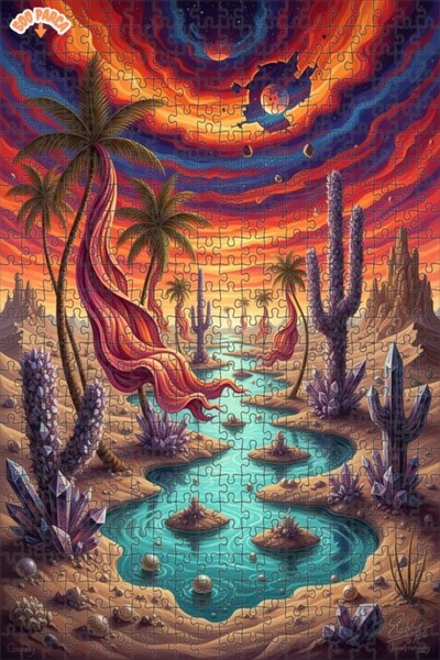 Teona Ahşap لغز فني بمظهر لوحة زيتية لصحراء فاهاس الذهنية 500 قطعة 50×30