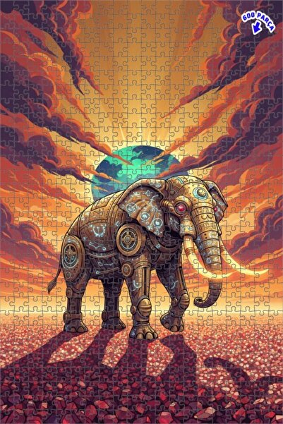 Teona Ahşap لغز خشبي ميكانيكي على شكل فيل بإطار مزدوج الطبقات 600 قطعة 50×35