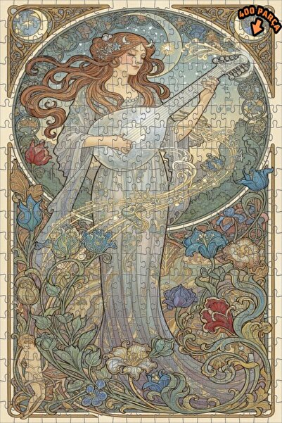 Teona Ahşap لغز خشبي بإطار من طابقين على طراز آرت نوفو بمظهر لوحة زيتية بنغمة...