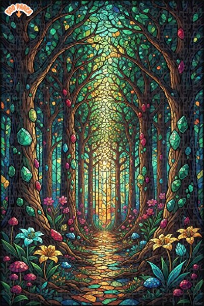 Teona Ahşap لغز خشبي مؤطر بطبقتين من مسار الكريستال الغامض في الغابة 500 قطعة...