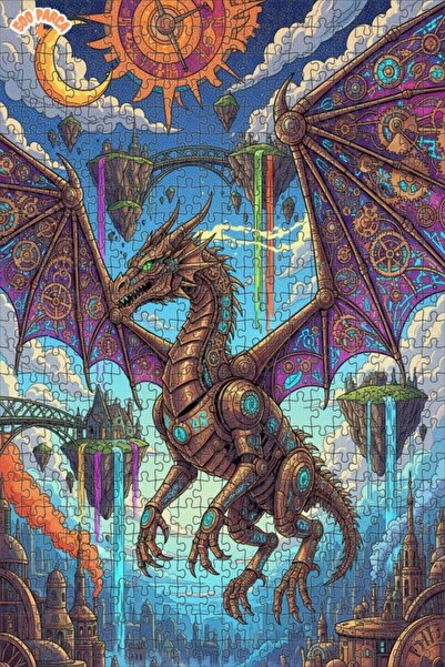 Teona Ahşap لوحة فنية ميكانيكية على شكل تنين بمظهر الزيت الملون 500 قطعة 50×30