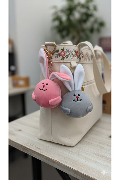Şirin 2’li Peluş Tavşan Anahtarlık Seti - Yumuşak Dokulu Çanta Aksesuarı