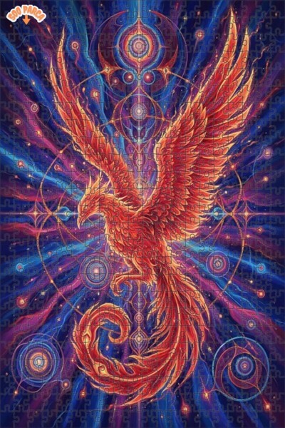 Teona Ahşap لغز خشبي بإطار مزدوج الطبقات بمظهر لوحة زيتية لطائر العنقاء المتو...