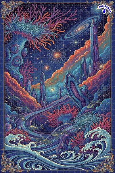 Teona Ahşap لغز خشبي رائع ذو طابقين بإطار مع مشهد شلال كريستالي تحت الماء، 60...