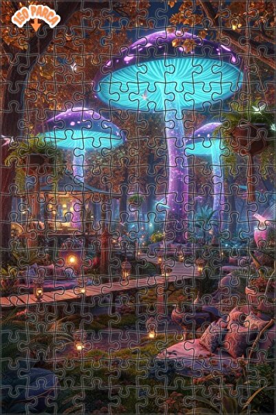 Teona Ahşap لغز خشبي مؤطر بطبقتين من غابة الفطر الغامضة 150 قطعة 20×30